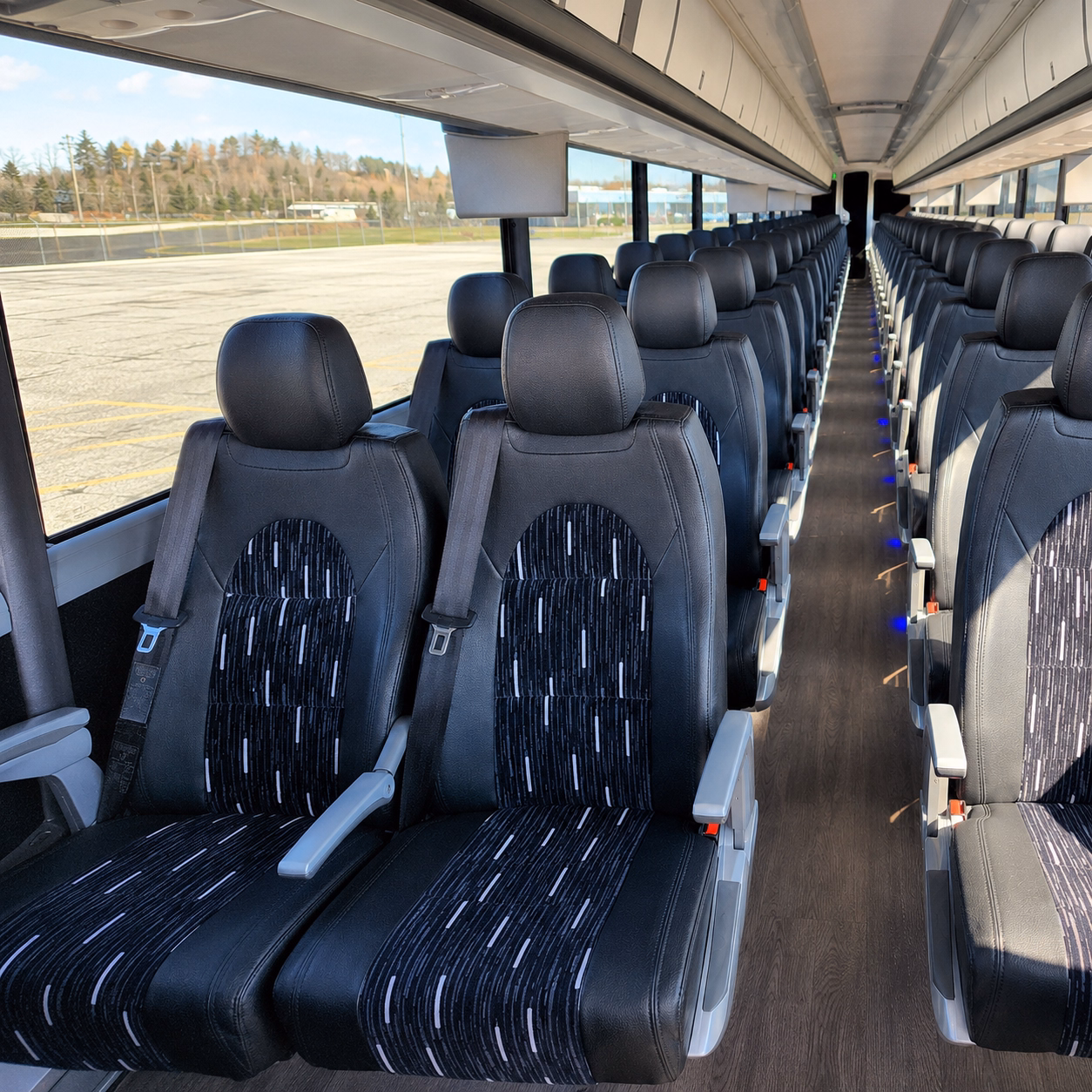 56 passenger charter bus inside