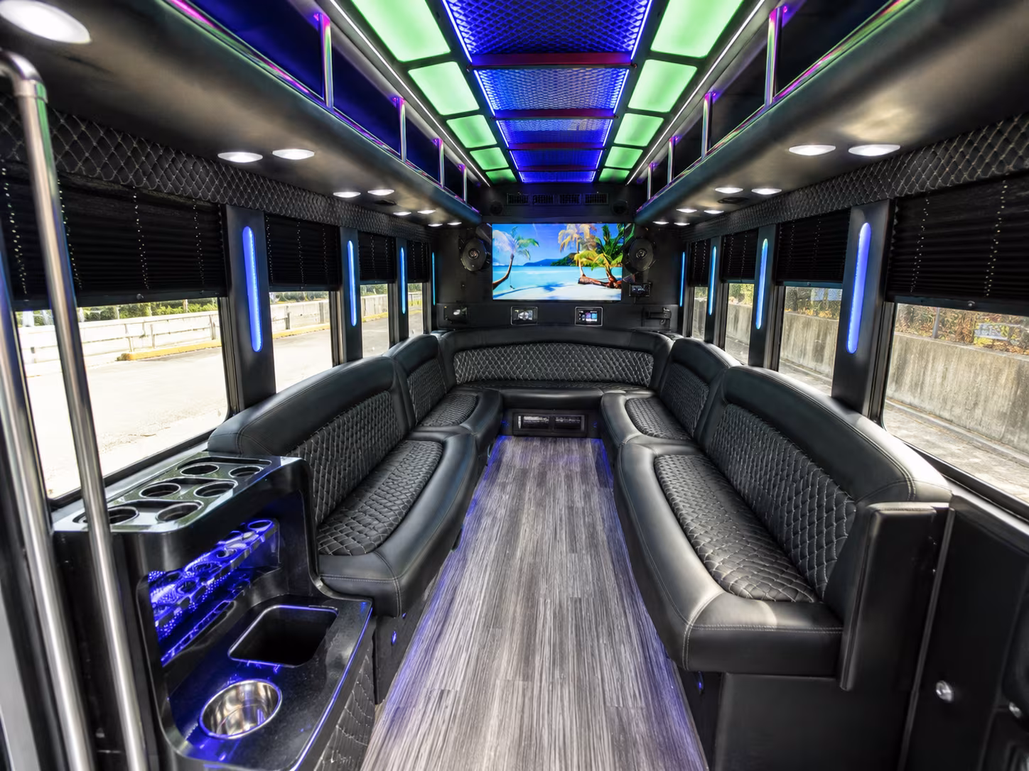 kent 18 passenger party bus inside